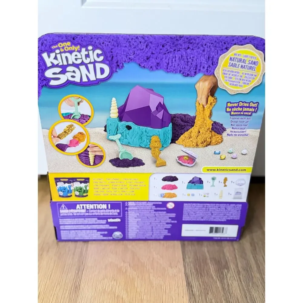 Kinetic Sand Mermaid Crystal Playset With Shimmer Sand Hidden Treasures & Moldab